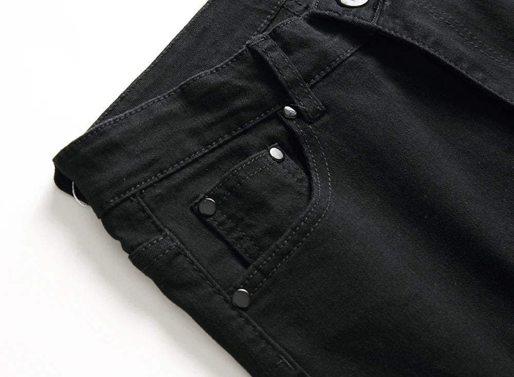 Jeans For Men Fashion Ripped Biker Skinny Denim Trousers High Street Slim Jogging Pants Homme