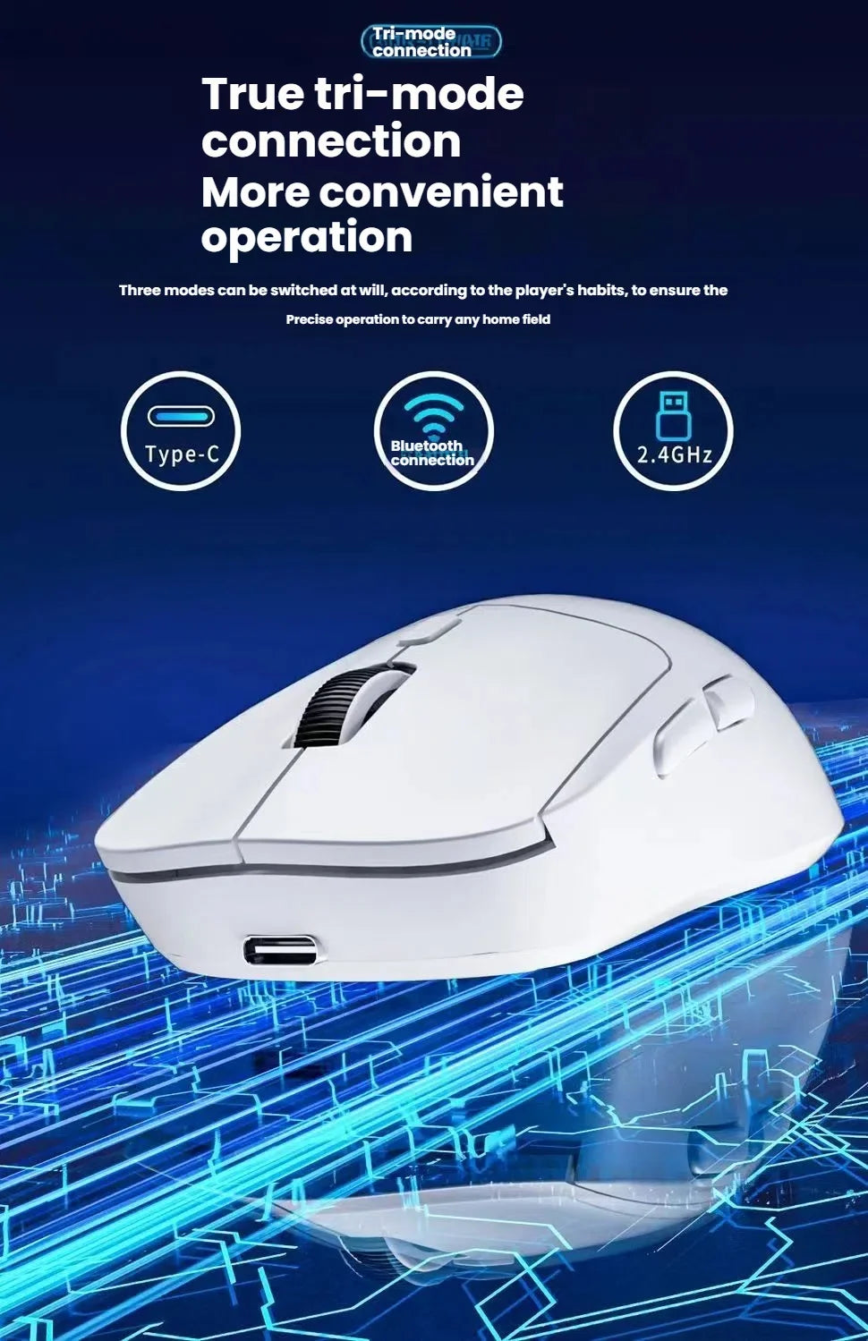 New M348 Wireless Bluetooth Gaming Mouse 6400DPI Lightweight Long Battery Life 2.4GHz Wireless Receiver