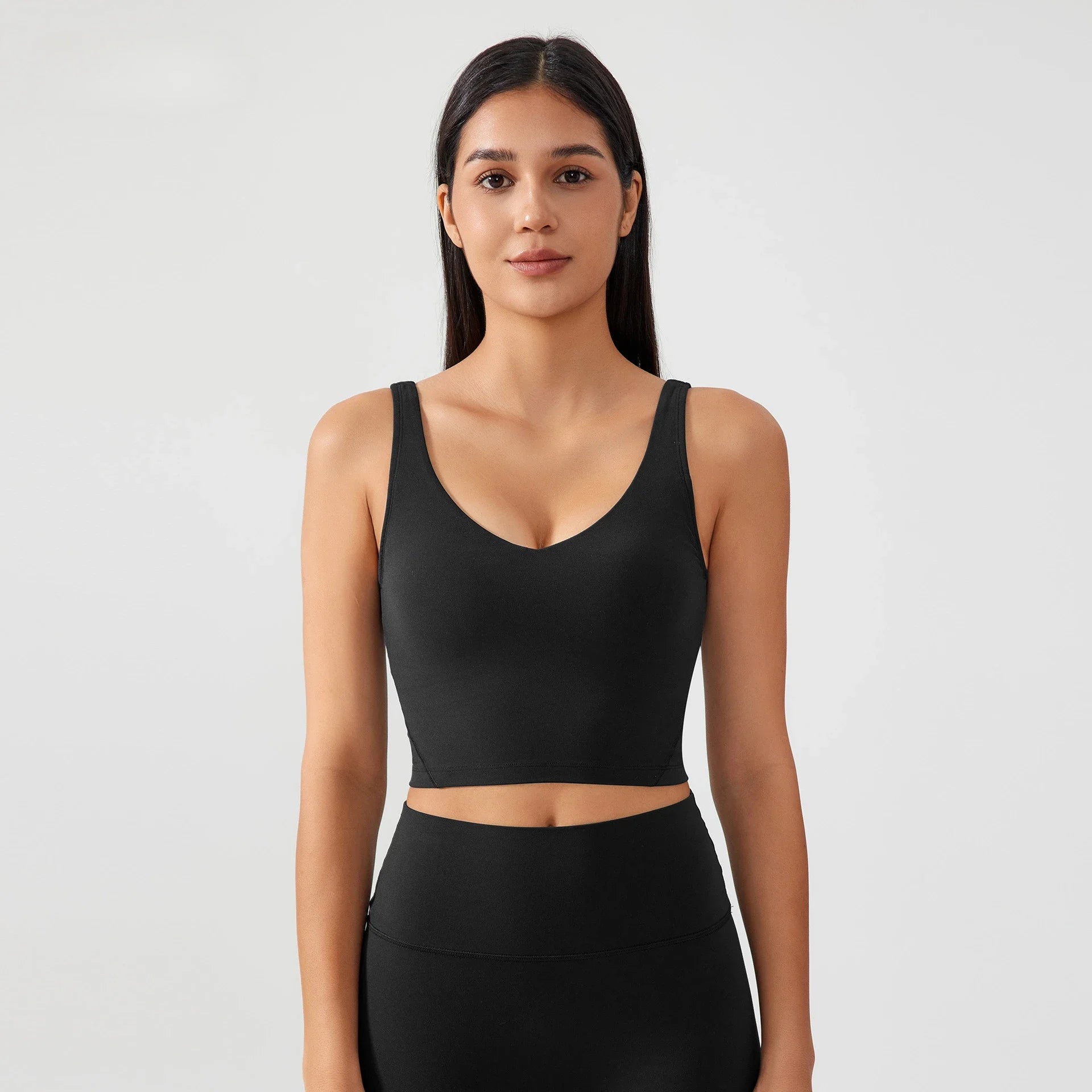 Women’s Sports Bra Yoga Top with Fixed Chest Pad Gym Vest U-Shaped Back Fitness Crop Top