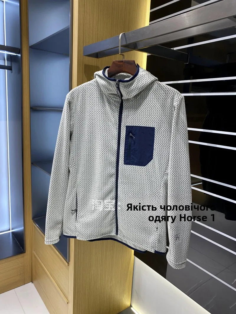 Mens Warm Fleece Hoodie Outdoor Jacket Breathable Skin Friendly Autumn Winter Thermal Sweatshirt