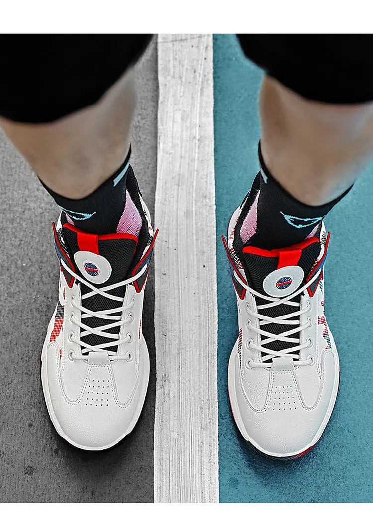 High Top Basketball Shoes for Couples | Air Cushion Athletic Sneakers – Wear Resistant & Breathable