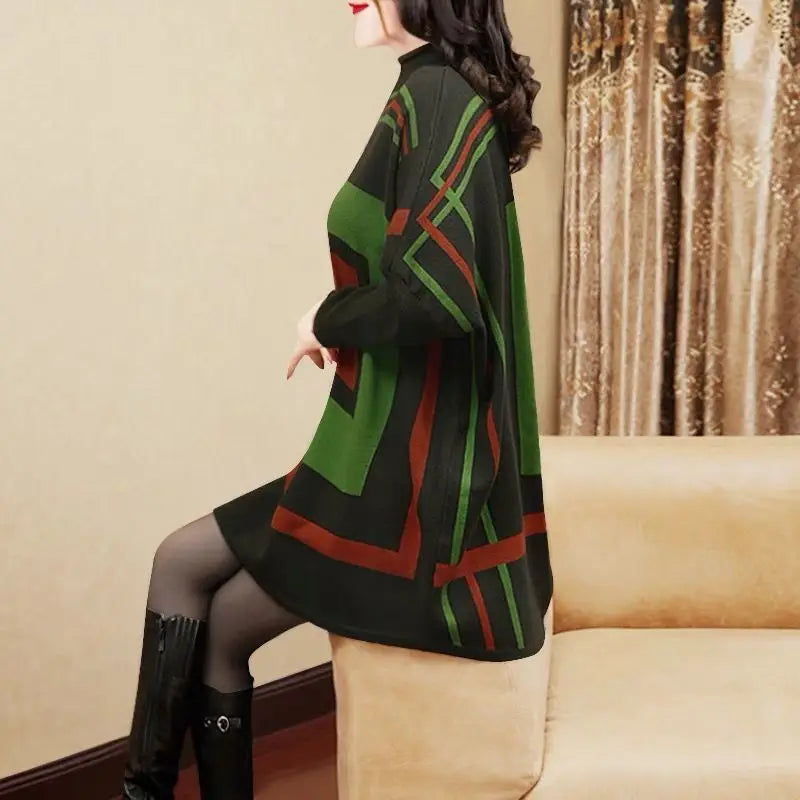 Western Style Sweater Dress Lazy Style Loose Fitting Women's Clothing Fashionable Knitted Mid Skirt for Women