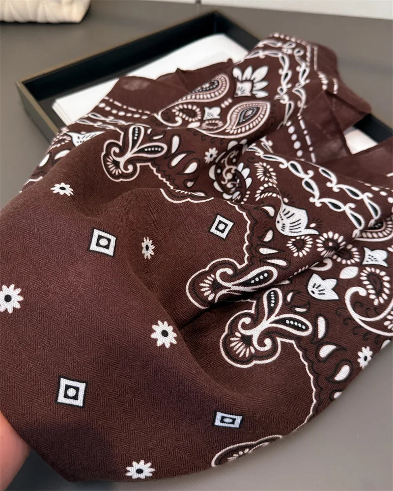 Luxury Cashew Square Scarf For Women Soft 70*70cm Neck Scarf Shawl Warp Elegant Neckerchief Bandanas Paisley Print Hijab