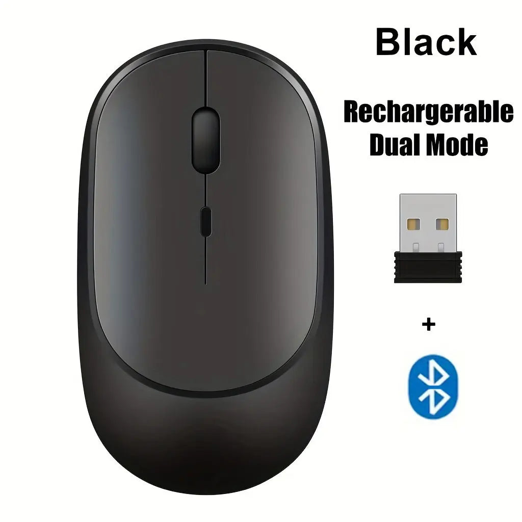 2.4G USB Wireless Mouse Rechargeable Dual Mode Bluetooth Mouse for Laptop Tablet PC MacBook