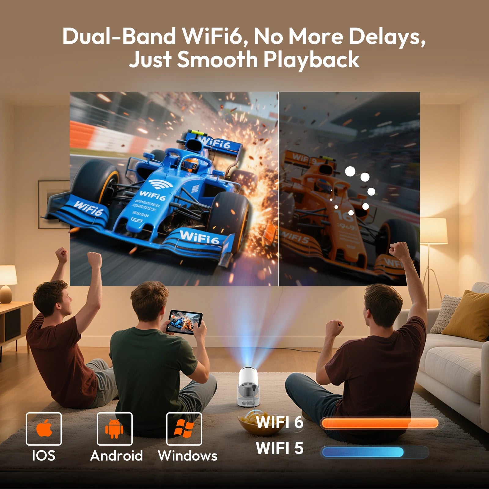 XGODY Projector Gimbal 3S Short Throw 4K Android 11 250ANSI Wifi6 Mini BT5.4 Projector Native 720P Home Cinema Outdoor Portable