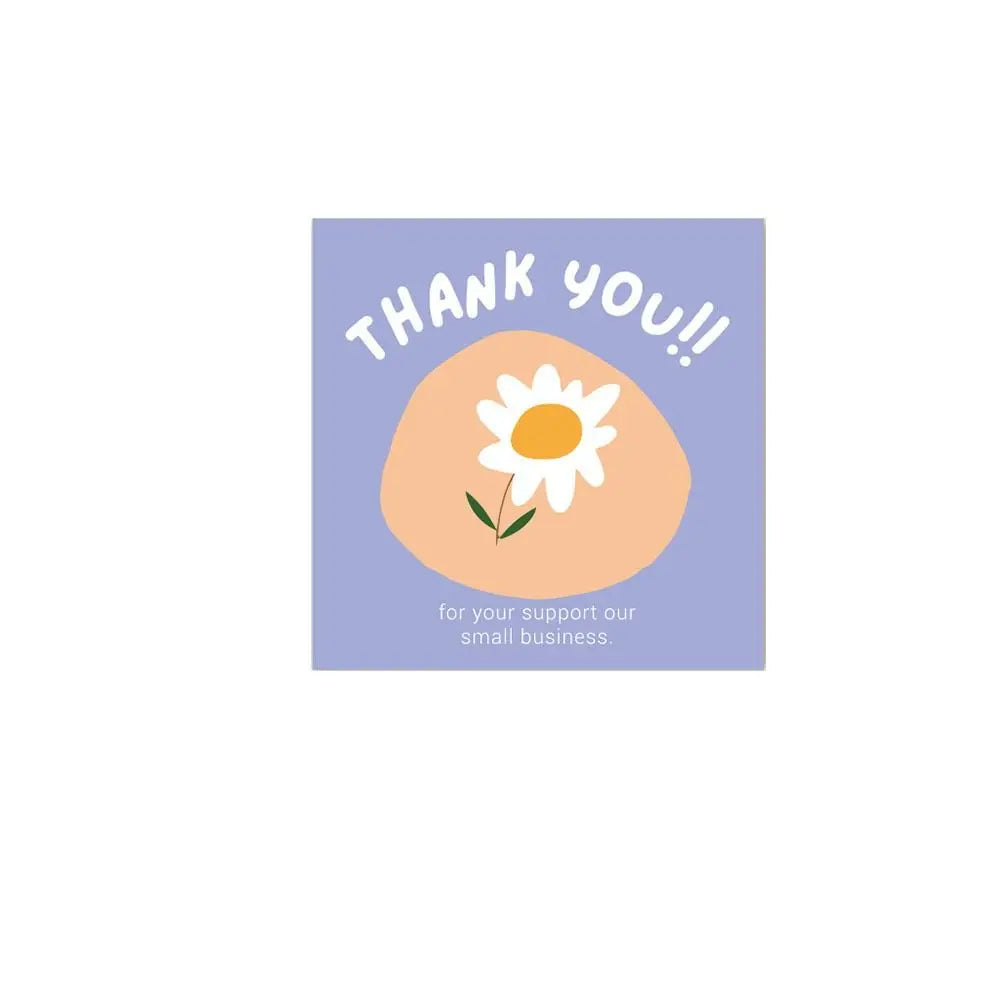 50Pcs 6cm*6cm Thank You Cards Cartoon Flower Greeting Postcards Multicolor Universal Gratitude Labels Event Ornament Home Decor