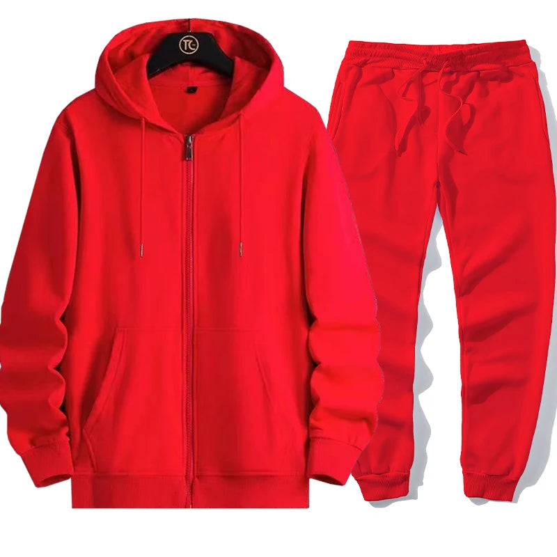 Men’s Long Sleeve Zipper Hoodie Solid Color Casual Sweatshirt Autumn Winter