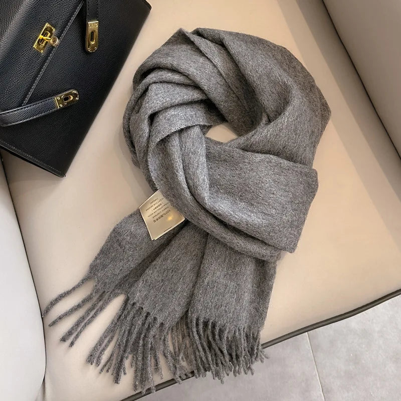 Winter Narrow Scarf 28 Color 100% Wool Scarf Hot Selling Solid Color Scarf Men's and Women's Universal Warm and Cold proof Scarf - trendingshoping.com
