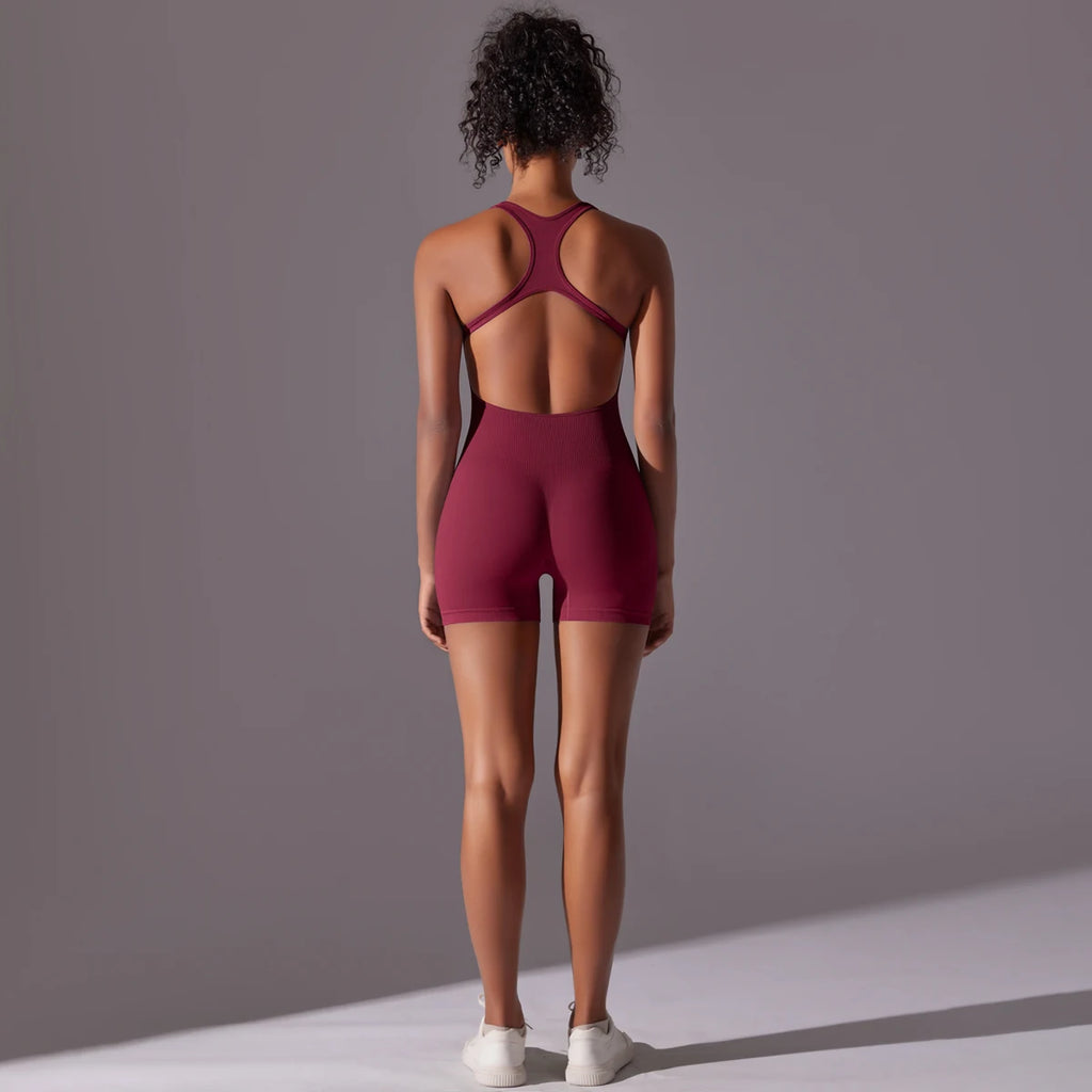 Sexy Back Jumpsuit Gym Set Women Training Yoga Suit Sportswear Women Sports Jumpsuit Fitness Rompers Stretch Workout Bodysuits