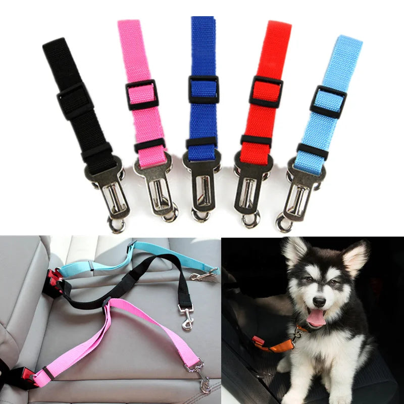 Adjustable Dog Cat Car Safety Belt Harness Leash