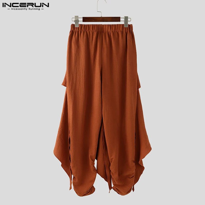 INCERUN Men's Pleated Harem Pants - Oversized Streetwear Trousers