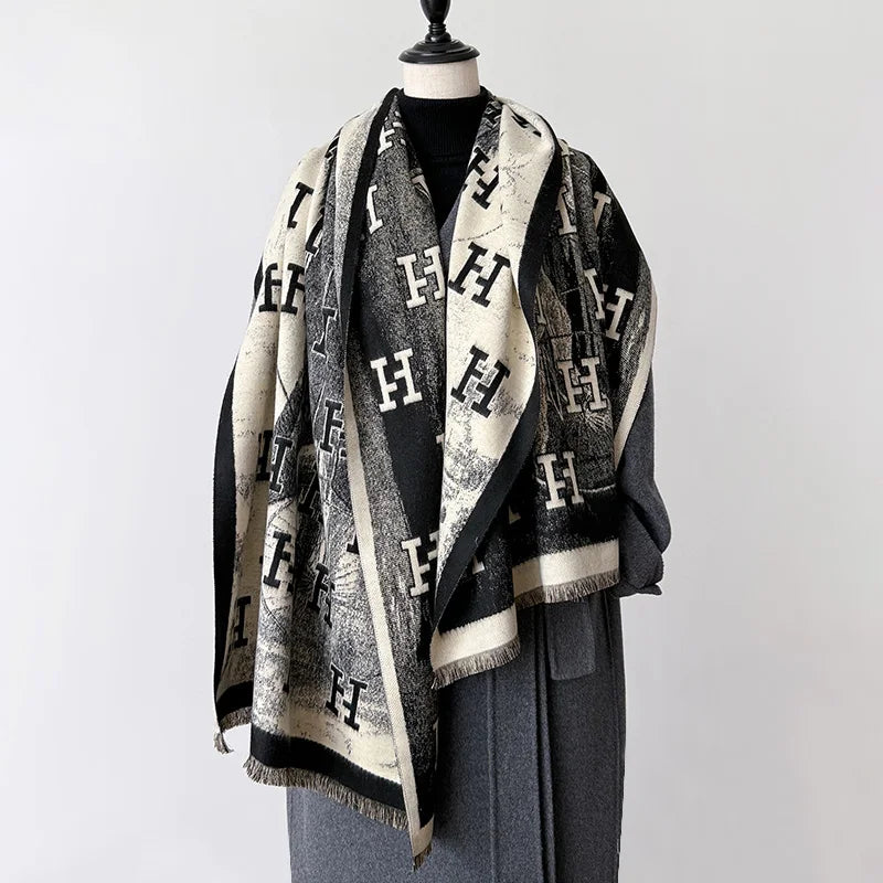 2025 New Women Fashion Brand Letter Scarf Luxury Autumn Winter Warm Shawls Print Scarve Pashmina Mujer Femme Foulard Bufanda