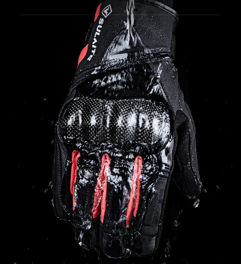 Waterproof Winter Motorcycle Gloves Genuine Goatskin Leather Warm Touch Screen