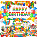 Building Blocks Birthday Party Supplies,114pcs Party Decorations&Building Blocks Tableware Set-Party Plates Napkins Backdrop etc - trendingshoping.com