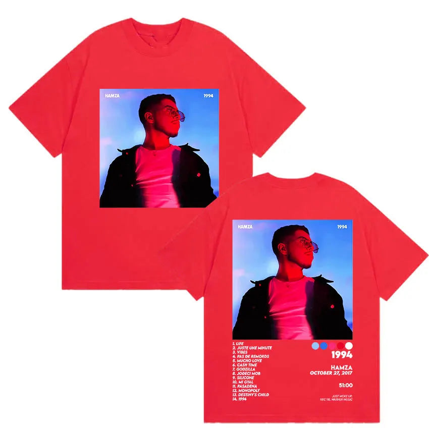 Rapper HAMZA 1994 Tour New Album Merch T Shirts Men's Clothing Rock Hip Hop Gothic T Shirt Vintage Oversized 100% Cotton T-shirt