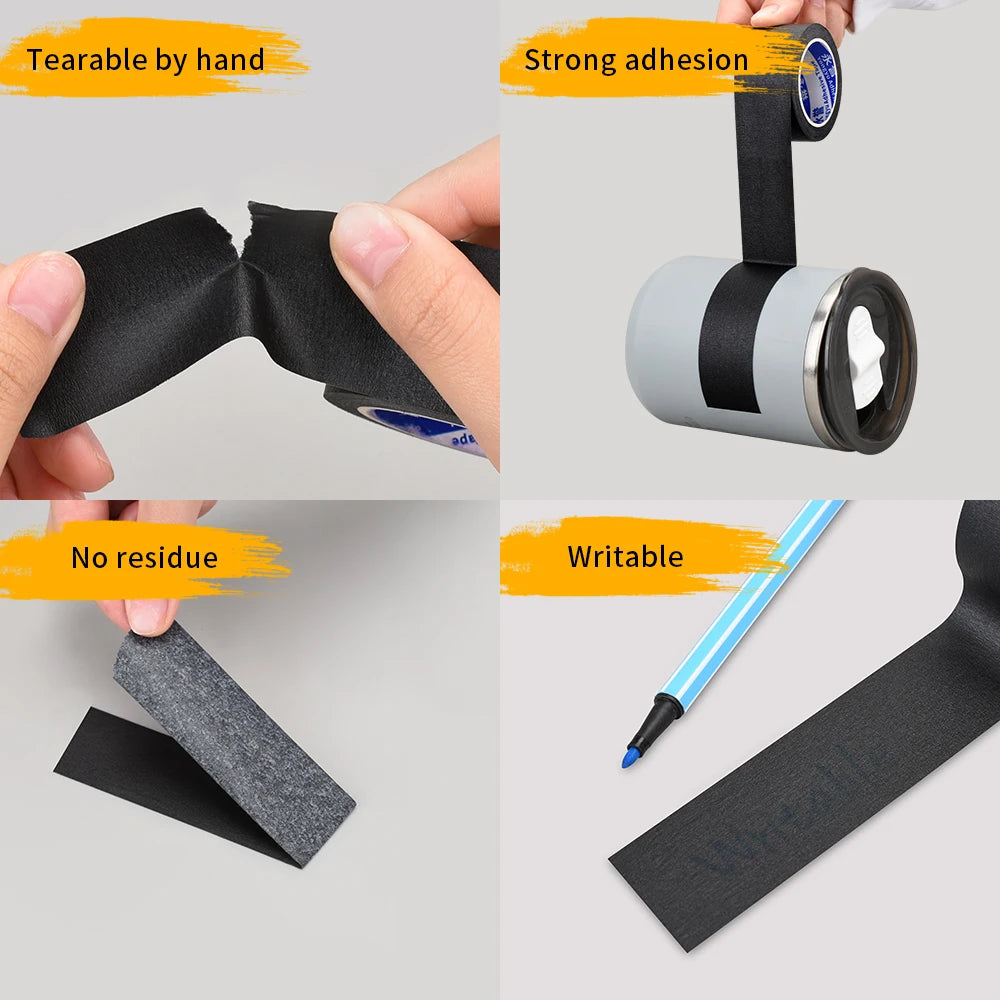 Black Crepe Masking Tape | Single-Sided Adhesive for Art, Car & Craft Projects (10/20/50m)