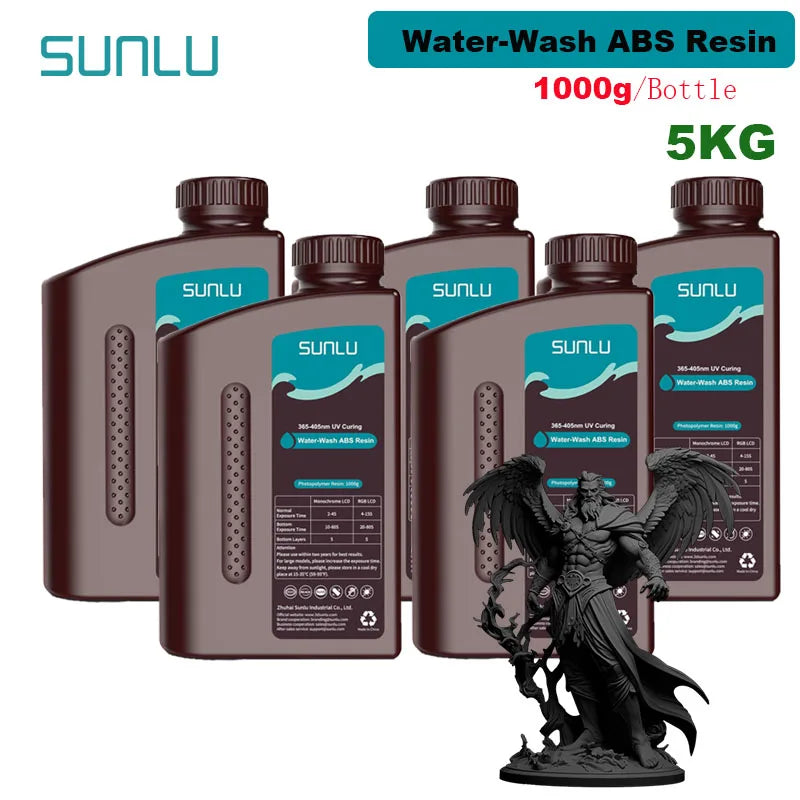 SUNLU ABS-Like 3D Printer Resin – 405nm Rapid UV-Curing, Water Washable, 1000g Bottle