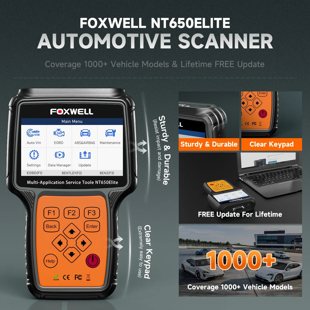 FOXWELL NT650 Elite OBD2 Automotive Scanner SAS A/F OIL EPB BRT TPS 26+ Reset Professional Auto Car Diagnostic Tool OBD2 Scanner - trendingshoping.com