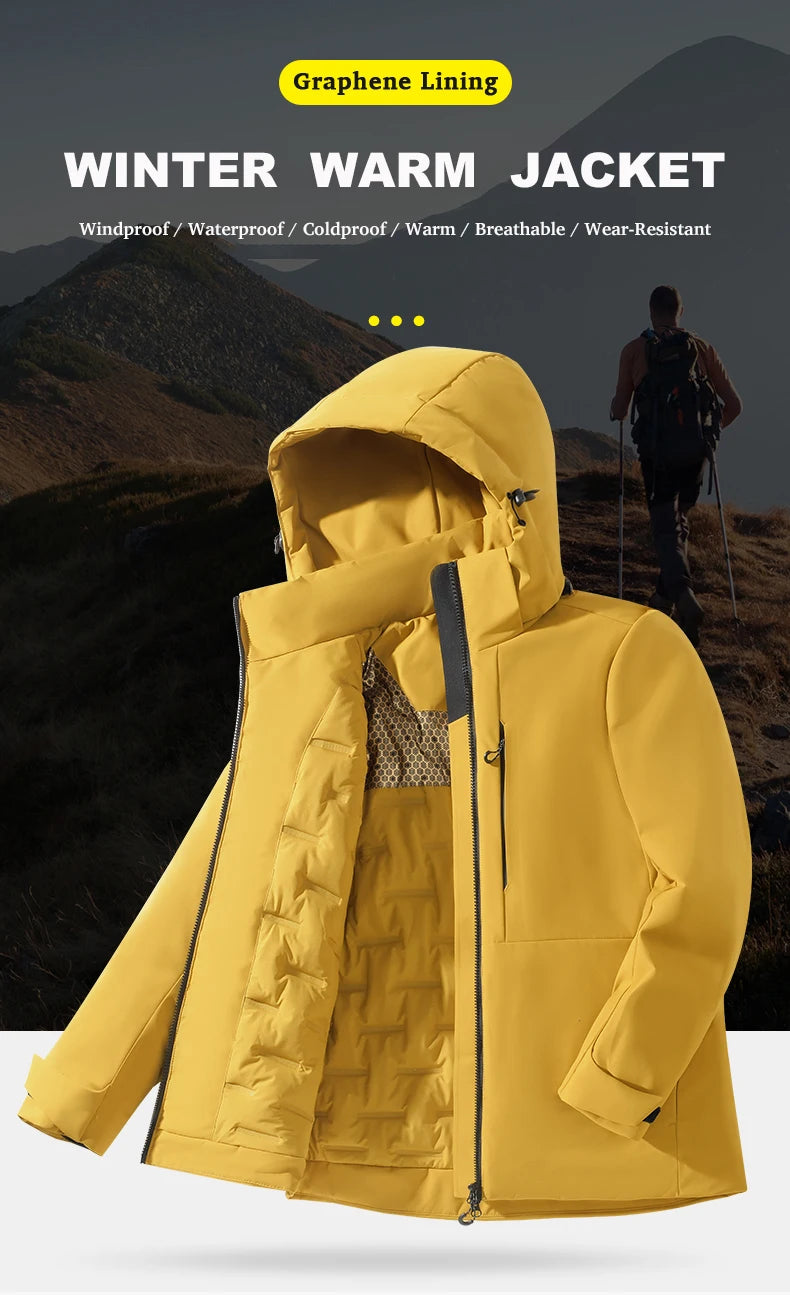 JNLN Unisex Waterproof Winter Fleece Jacket Windproof Thermal Outdoor Raincoat for Hiking Camping Skiing