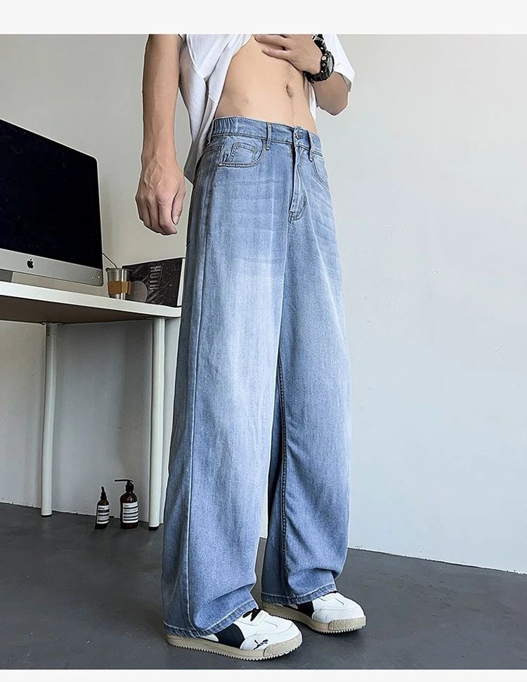 Mens Large Denim Jeans Baggy Fit Trousers for Men
