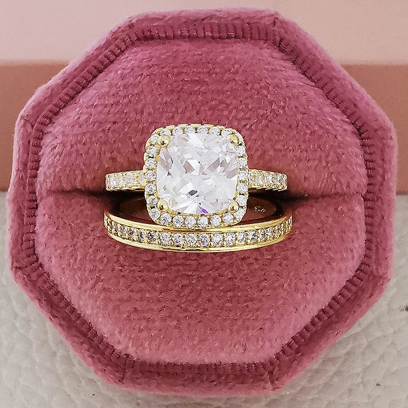 2025 Trend New Rose Gold Color silver color bride Engagement Wedding Ring Set of for Women Christmas Gift Dating Jewelry R4955 - trendingshoping.com