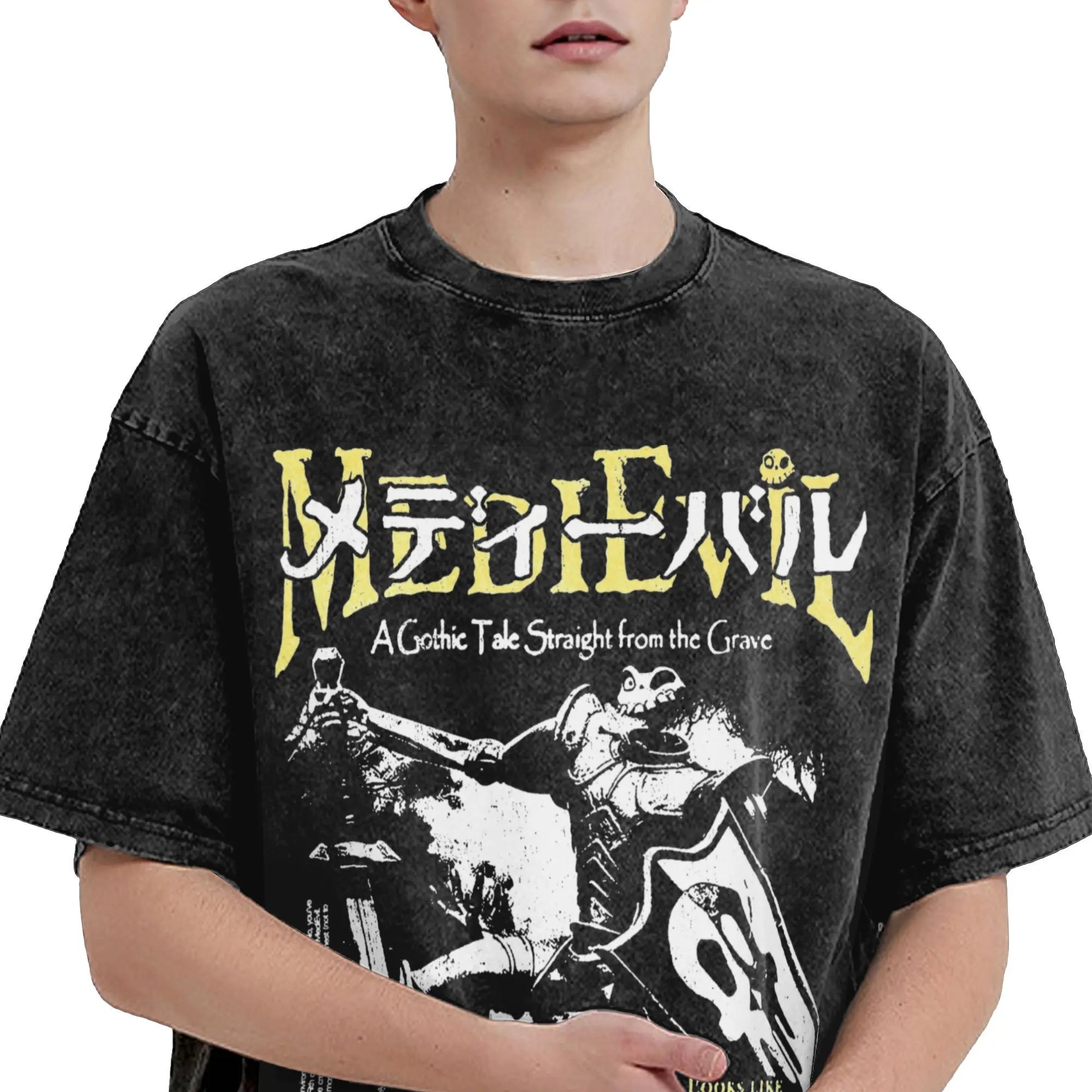 Washed T Shirts MediEvil Hip Hop Retro T-Shirts Oversize  Streetwear Short Sleeve Graphic Tops Tees for Men Women
