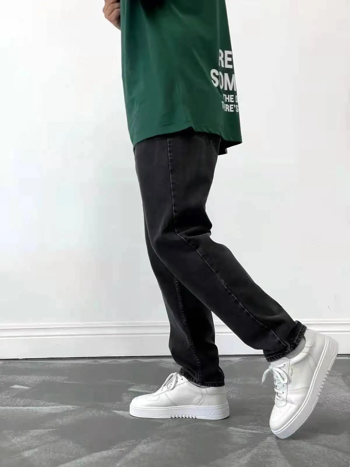 Men Comfortable Straight Casual Jeans Male Soft Baggy Outside Denim Pants Classic Elastic Waist Solid Office Work Denim Trousers - trendingshoping.com