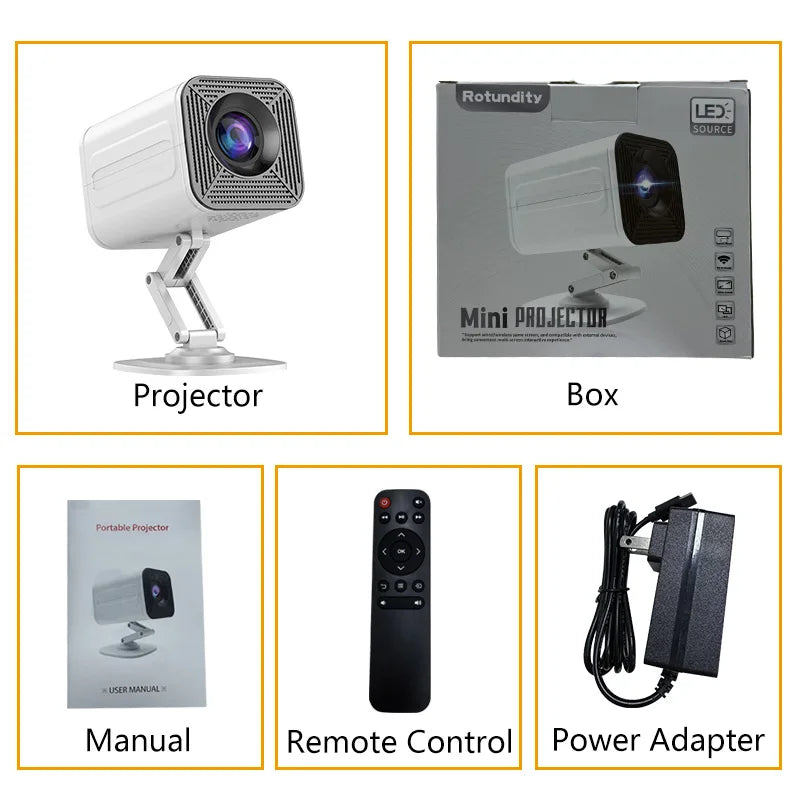 Portable P30 Smart Mini Projector: Android 11,WiFi 6 Connectivity,4K/1080P Compatibility,1280×720P Native,Ideal for Home Cinema