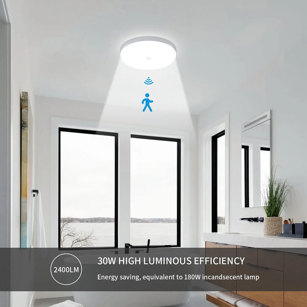 Smart Home LED Ceiling Light With PIR Motion Sensor 20W 30W AC Indoor Lamp For Room Hallway Corridor
