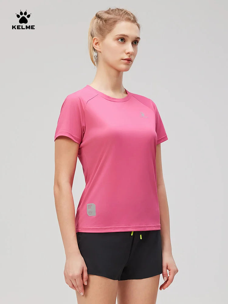 KELME Womens Running Short Sleeve Outdoor Marathon Sports T Shirt Lightweight Breathable Quick Dry Training Top