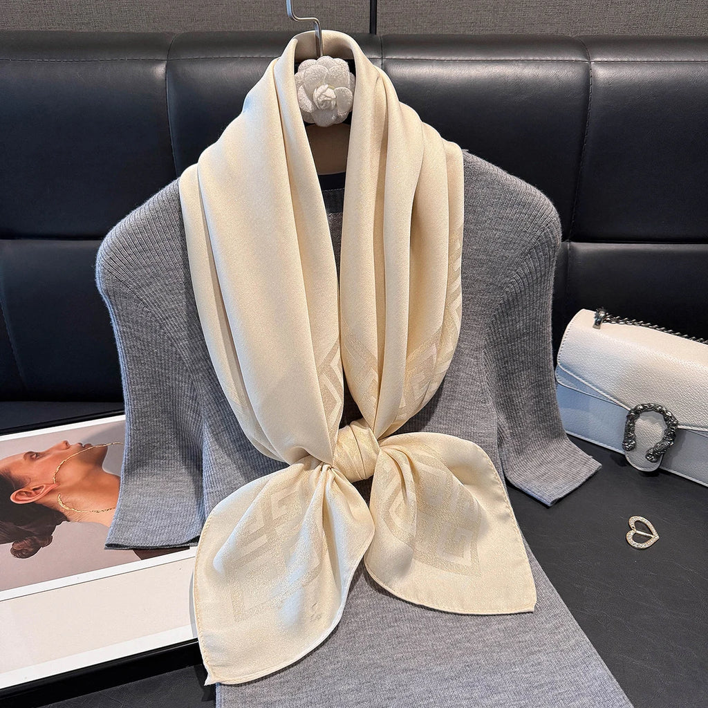 2025 Latest Spring and Autumn Women's Fashion Hijab Silky Muslim Square Sun Protection Shawl Luxury Brand Soft Female Scarf