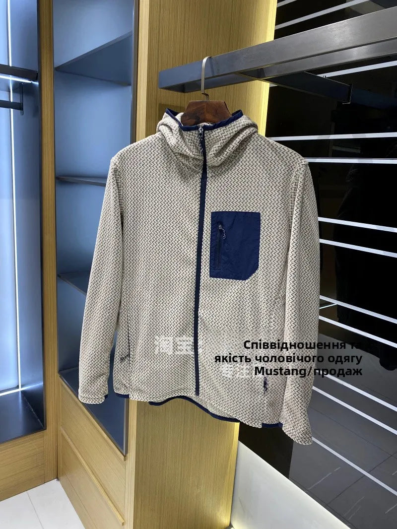 Mens Warm Fleece Hoodie Outdoor Jacket Breathable Skin Friendly Autumn Winter Thermal Sweatshirt