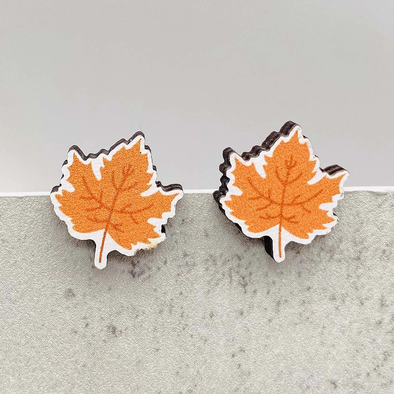 New Autumn Thanksgiving Ear Studs Maple Leaf  Pumpkin Turkey Sunflowe Dwarf Wooden Earrings Jewelry Thanksgiving Festival Gift