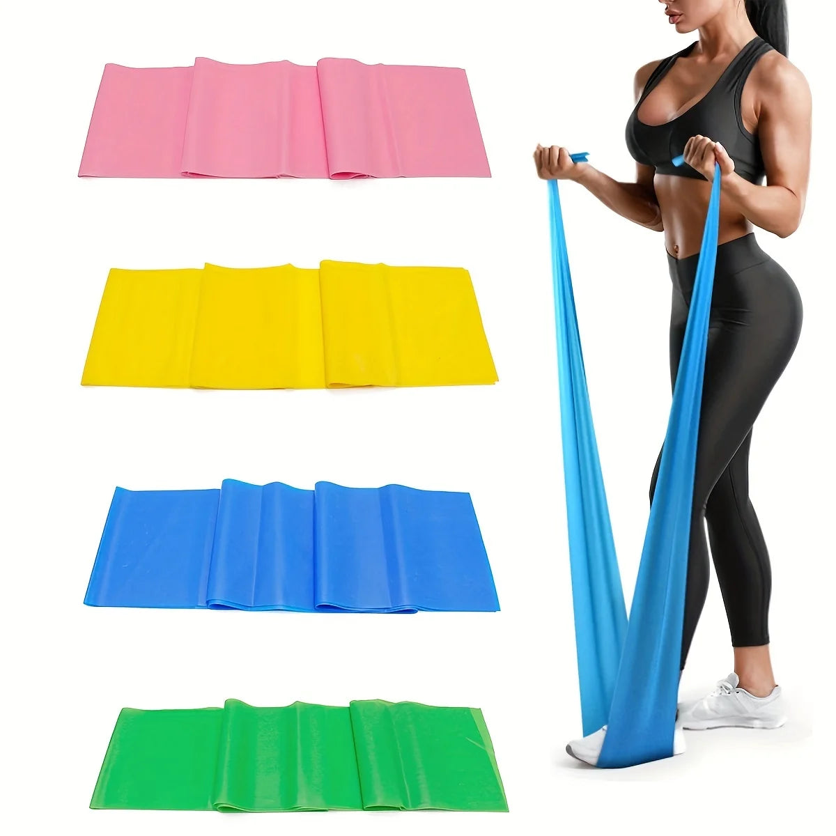 Resistance Bands for Workout Elastic Exercise Bands for Home Gym Pilates Physical Therapy Outdoor Fitness Training