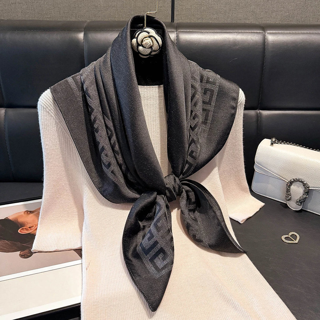 2025 Latest Spring and Autumn Women's Fashion Hijab Silky Muslim Square Sun Protection Shawl Luxury Brand Soft Female Scarf