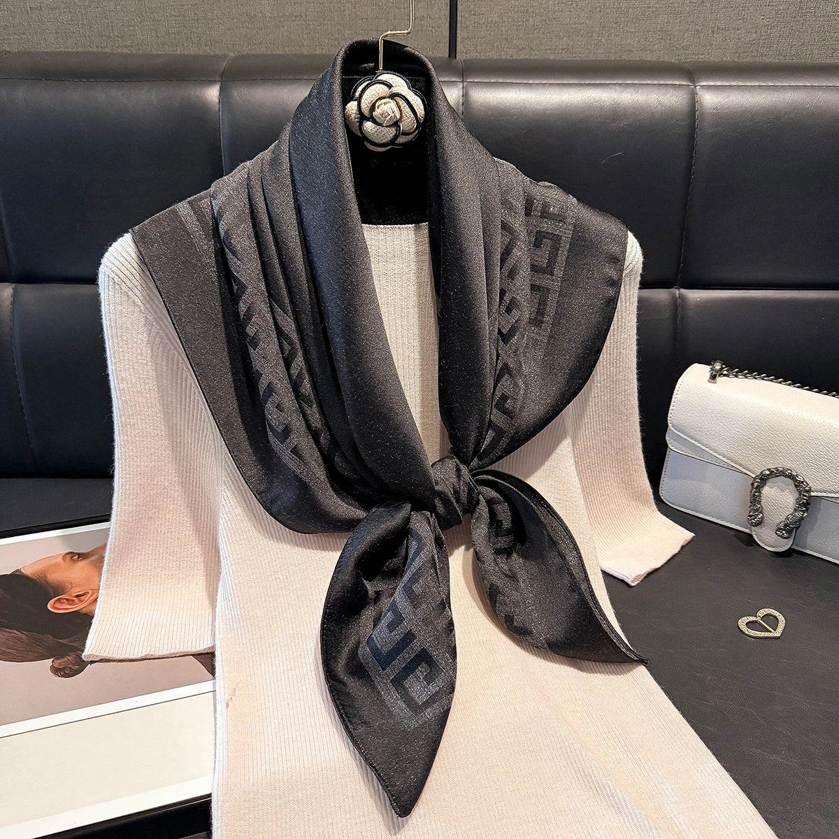 2025 Latest Spring and Autumn Women's Fashion Hijab Silky Muslim Square Sun Protection Shawl Luxury Brand Soft Female Scarf