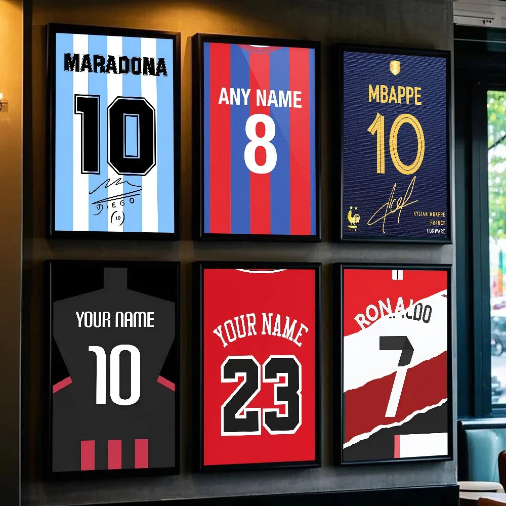 Football Jersey Name Poster Home Living Room Bedroom Bar Cafe Wall Art Decor