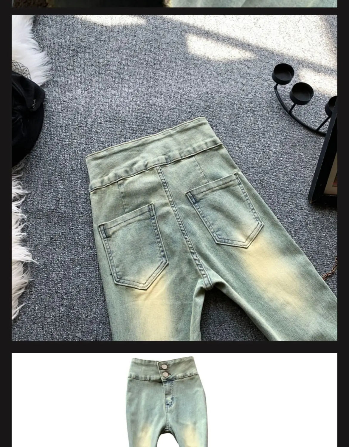 Jeans Women Autumn Chic Daily Flare Trousers Gradient Color High Street Full Length Fashion All-match Temperament Simple Shinny - trendingshoping.com