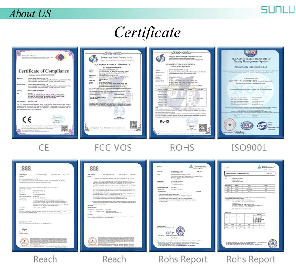 SUNLU 3D Printer Filament 1.75mm PLA and Other Material Options