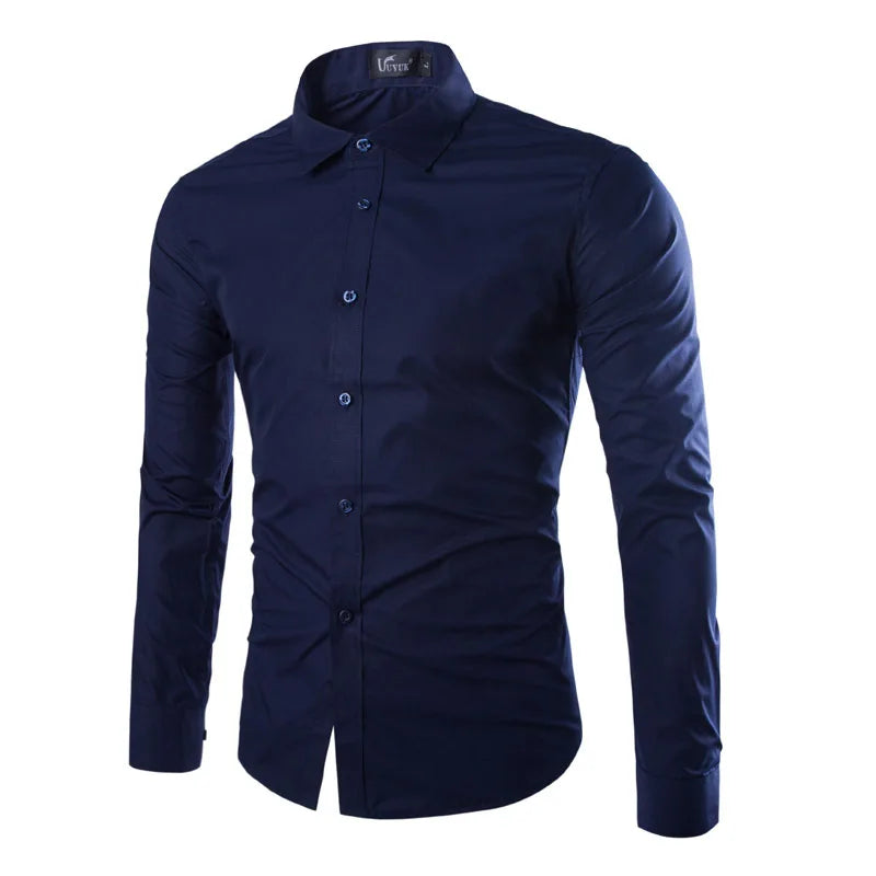 Men’s Solid Color Long Sleeve Casual Shirt Candy Color Fashion Shirt