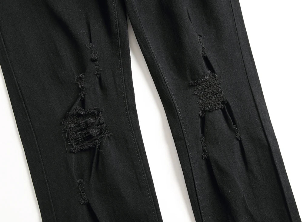 Jeans For Men Fashion Ripped Biker Skinny Denim Trousers High Street Slim Jogging Pants Homme