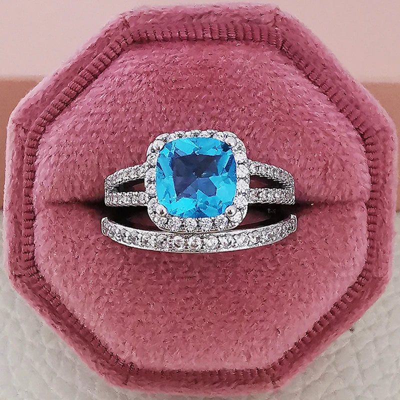 2025 Trend New Rose Gold Color silver color bride Engagement Wedding Ring Set of for Women Christmas Gift Dating Jewelry R4955 - trendingshoping.com