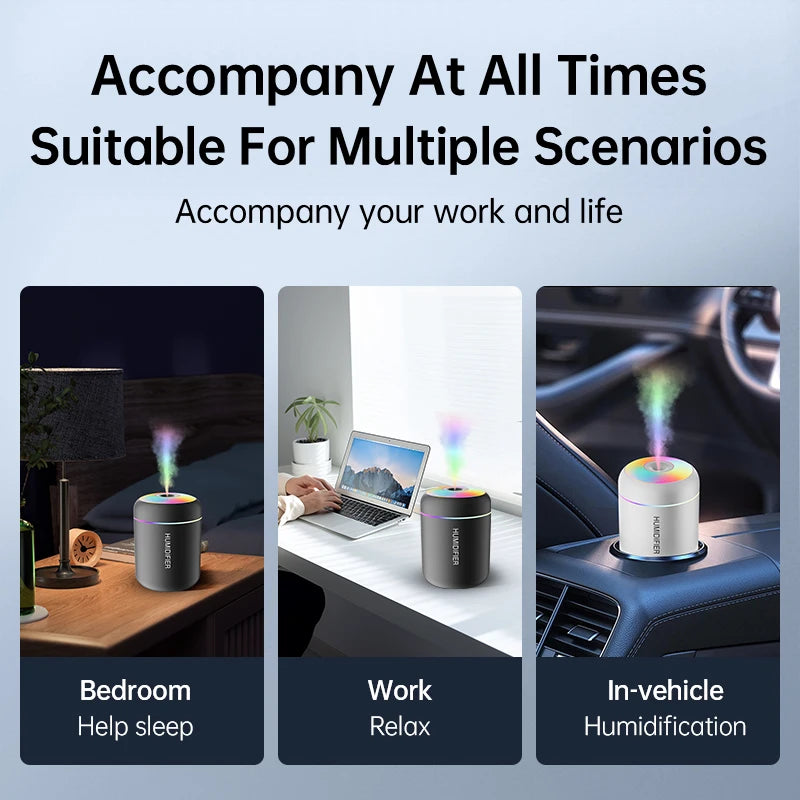 180ML Mini Air Humidifier USB Electric Aroma Diffuser Essential Oil Purifier Aromatherapy Mist Maker Lights For Car Home Bedroom - trendingshoping.com