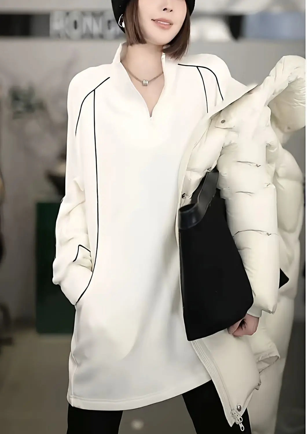 Women's Sweatshirt Autumn Winter New Loose Slim Versatile Mid-length Casual Top