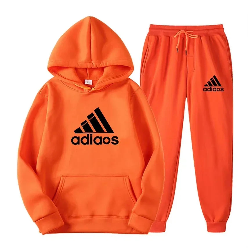 Autumn-Winter Warmth-Enhanced Comfortable Leisure Fitness Sports Set: Two-piece set including hooded sports shirt and joggi