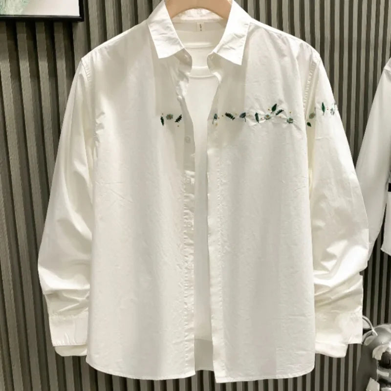 Men’s Hawaiian Printed Long Sleeve Button-Up Shirt