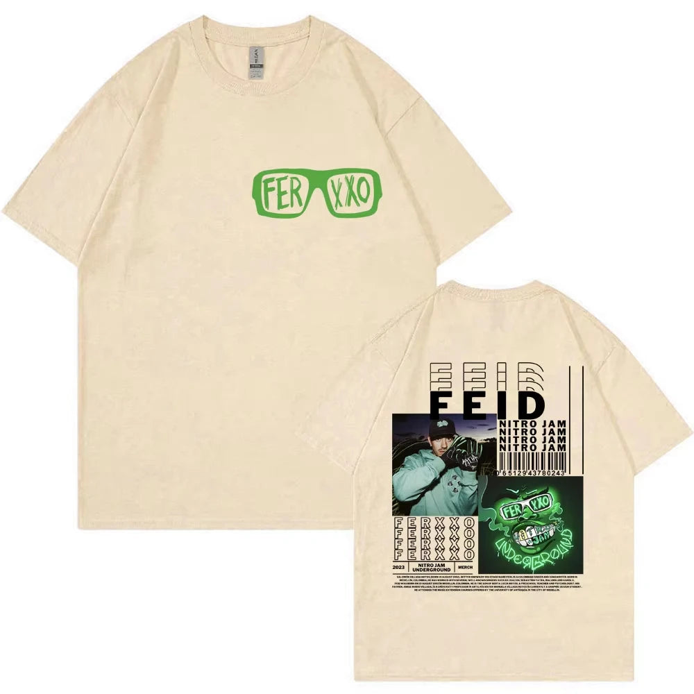 Rapper Feid Ferxxo Music Album T Shirts Men Women Hip Hop Fashion Retro Harajuku T-Shirt Oversized Cotton Gothic Tees Streetwear