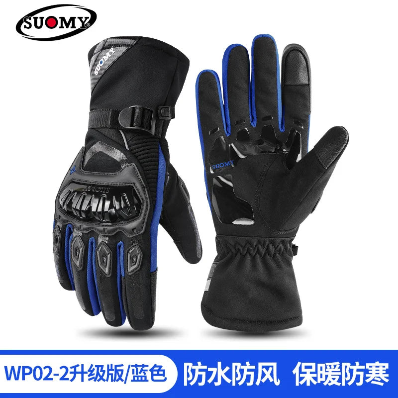 Motorcycle riding gloves are warm, waterproof, windproof, and anti fall in winter, with touch screens for electric bikes