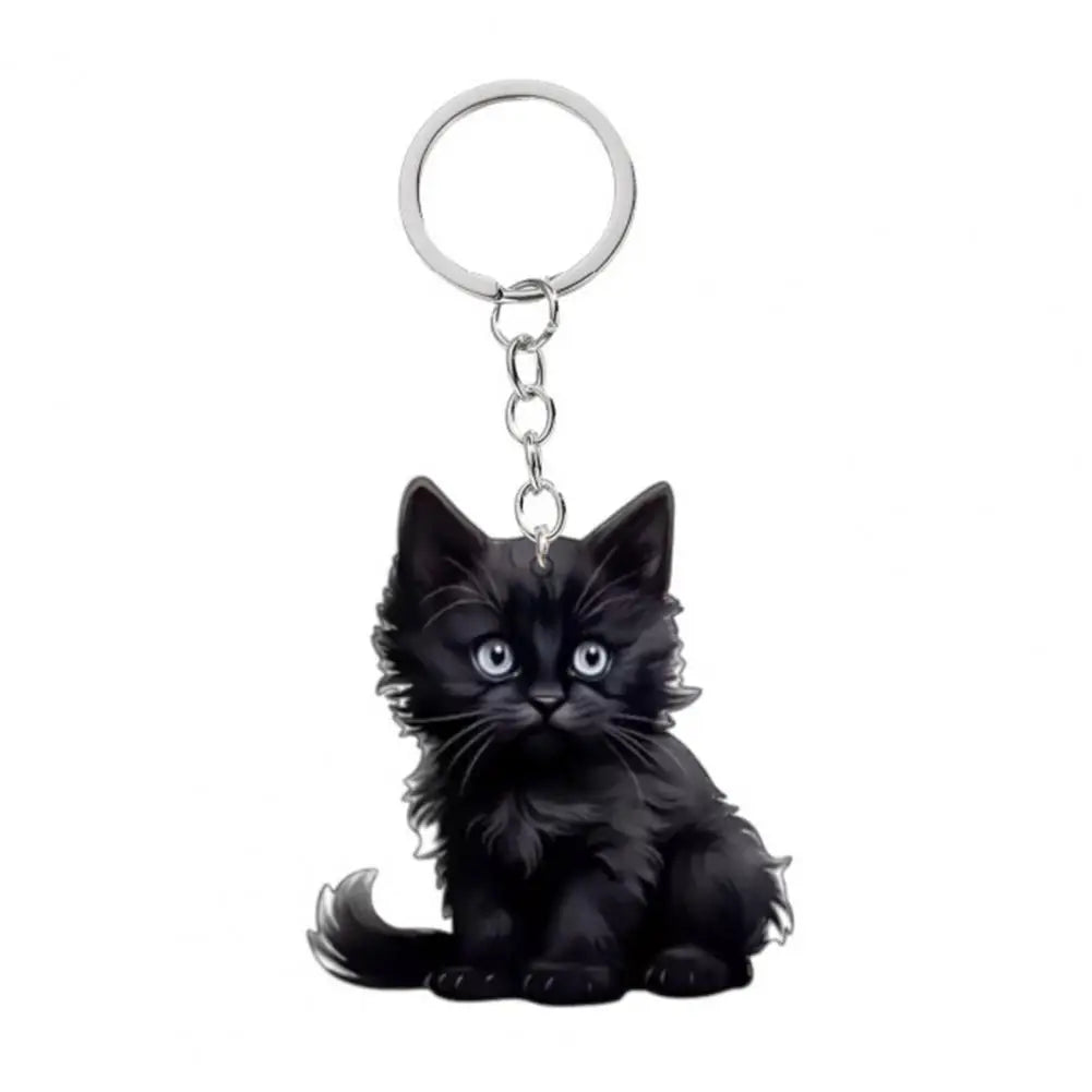 Cat Accessory for Car Keychain Double Acrylic Pet Hanging Decoration Mirror Wind