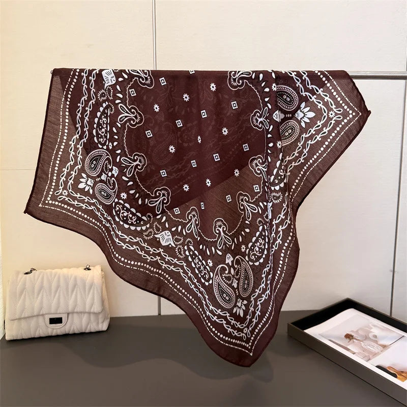 Luxury Cashew Square Scarf For Women Soft 70*70cm Neck Scarf Shawl Warp Elegant Neckerchief Bandanas Paisley Print Hijab